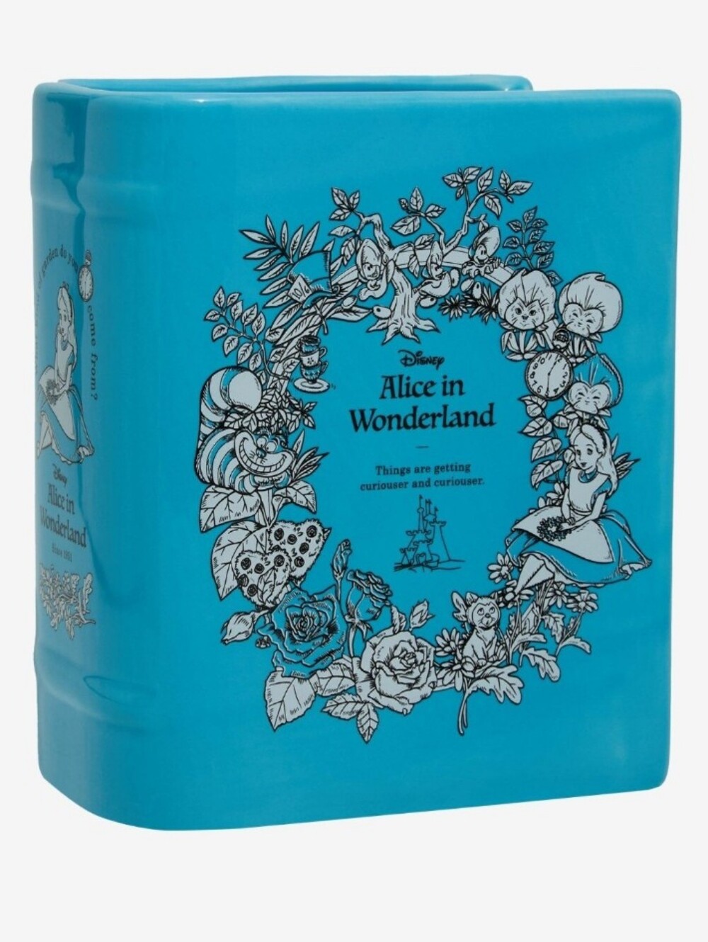 NWT Disney Alice in Wonderland Ceramic Book Figural Planter